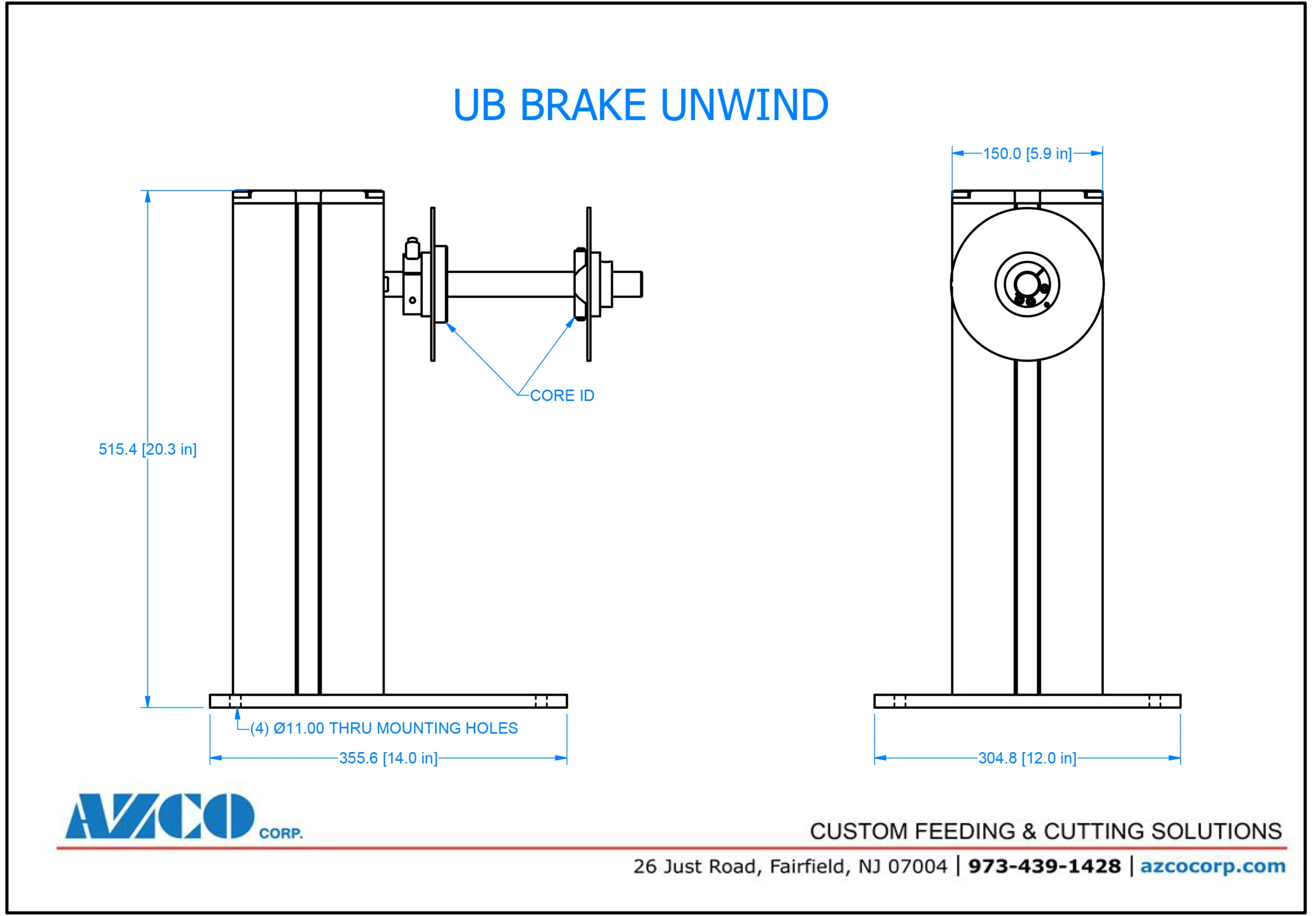 UB Brake Unwind Product Drawing